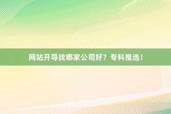 网站开导找哪家公司好？专科推选！